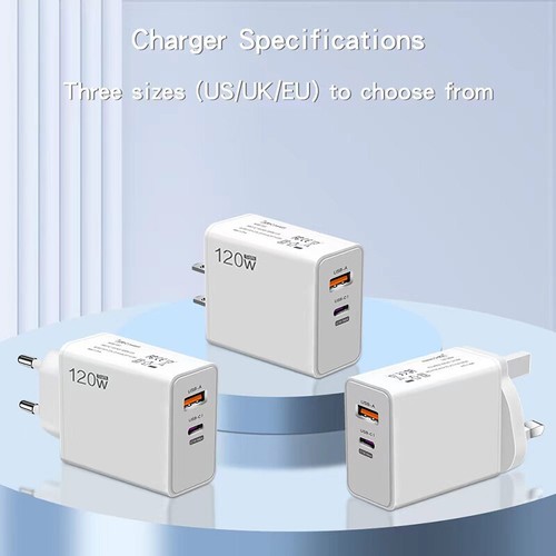 120W GaN USB Type-C Charger PD Quick Charge 3.0 Fast Charging Adapter - Afbeelding 12 van 14