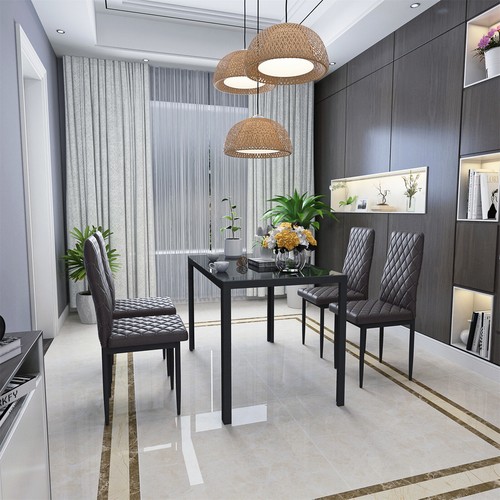 5 Pieces Kitchen Dining Table Set, Dining Table and 4 Chairs Breakfast Furniture - Picture 4 of 32