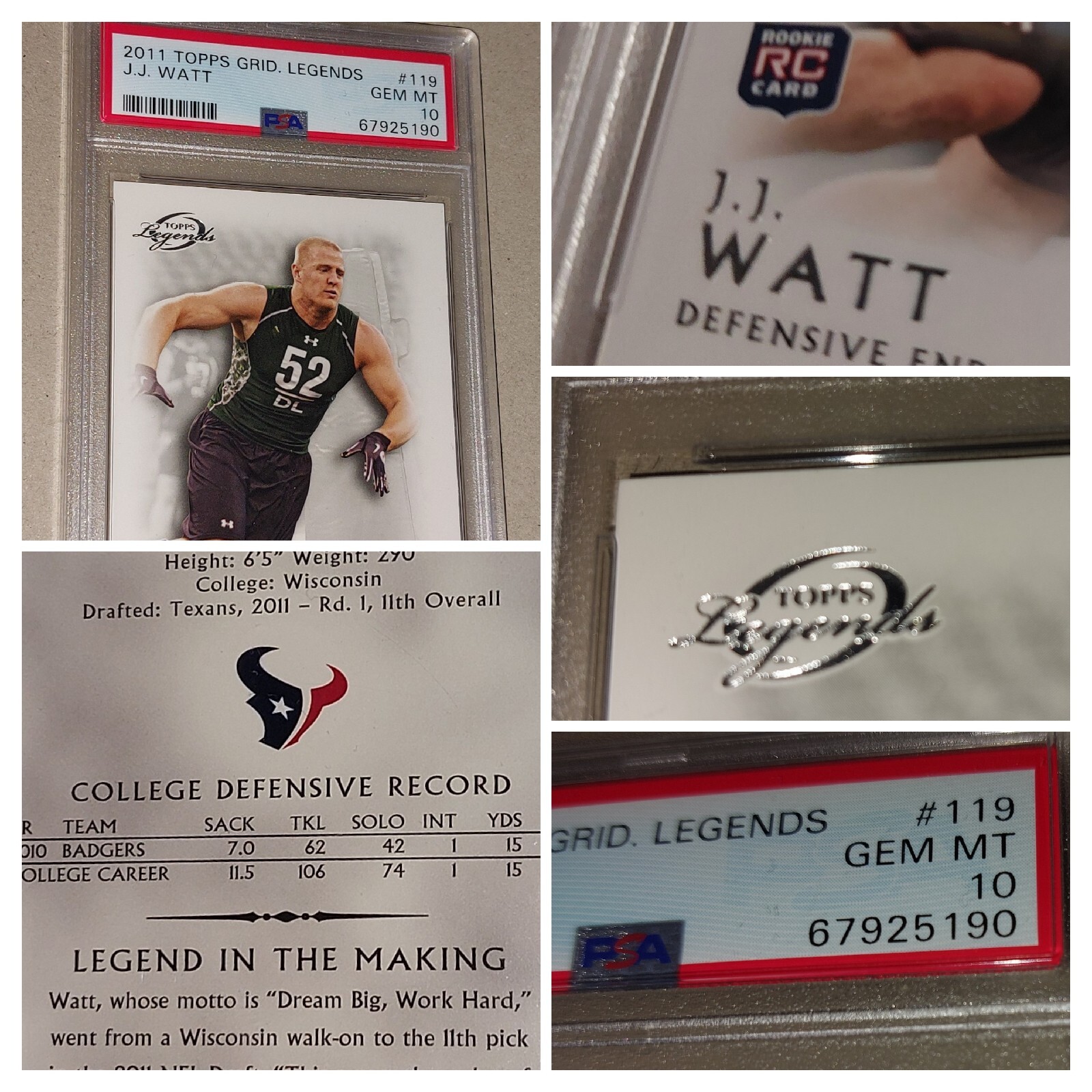 JJ Watt Topps Gridiron Legends #119 Base