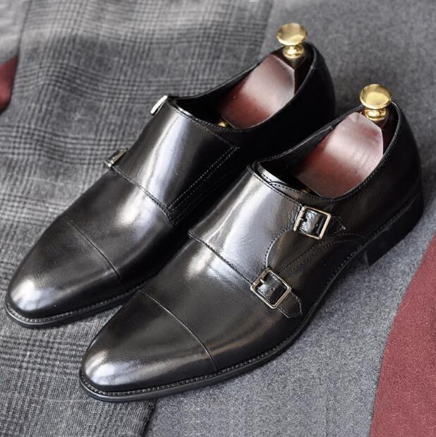 uomo Round Toe Buckle Strap Leather Retro Brogue Business Formal Dress Shoes W736 Scarpe classiche da uomo uomo Round Toe Buckle Strap Leather Retro Brogue Business Formal Dress Shoes W736 Scarpe classiche da uomo