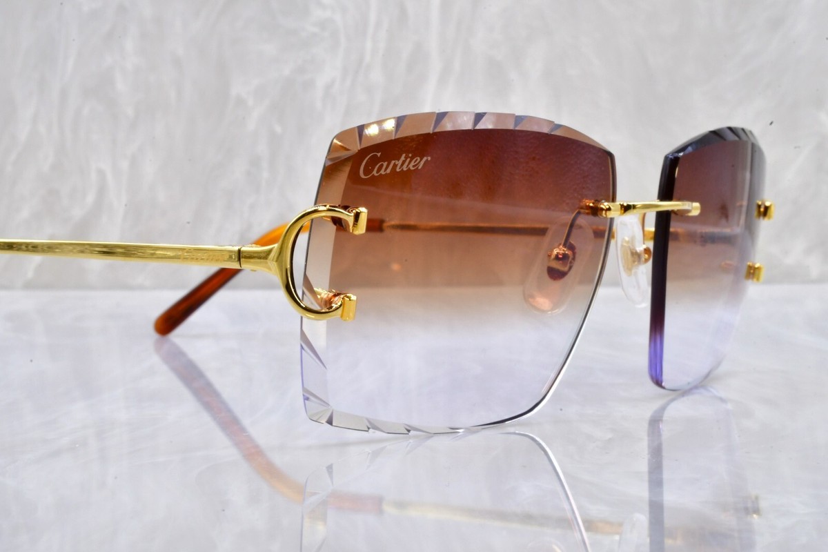 Cartier big c diamond cut lenses wood horn trivex Sunglasses