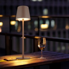 Tischleuchte Außenleuchte Innenlampe LED Akku braun Touch dimmbar USB Balkon