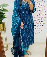 Indian Bollywood Top Tunic Kurti Set Women's Designer Kurta Pant Dupatta Set