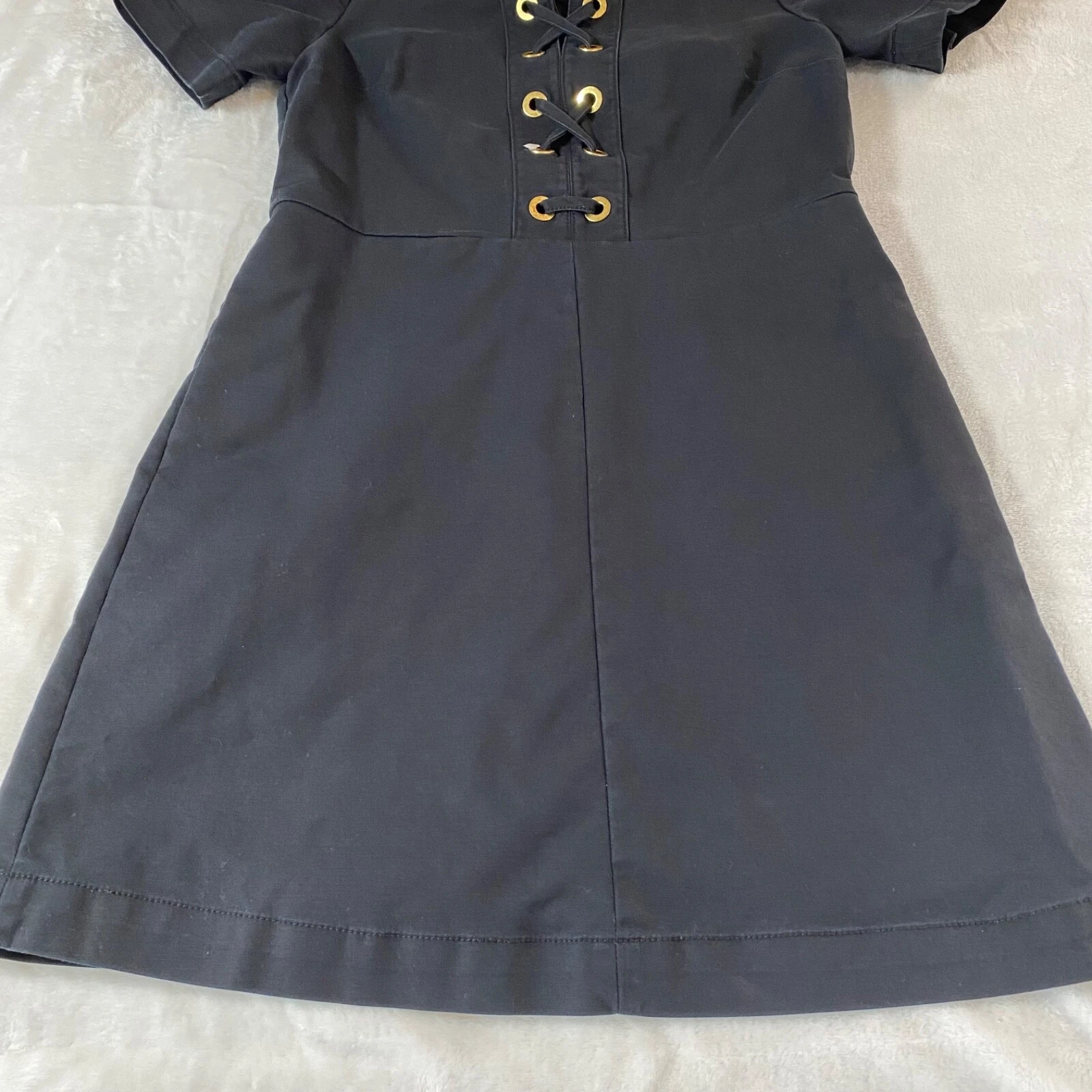 Abito donna nero Michael Kors tg 4 manica corta stringato davanti occhielli