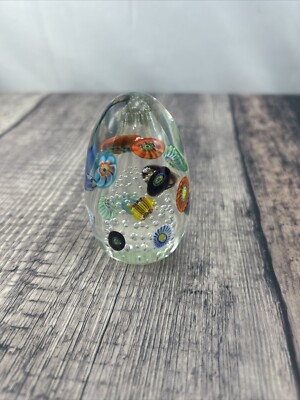 Murano Glass Italy Egg Paperweight Murano Paperweight Blue Red