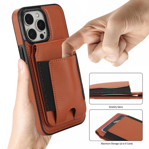 Mag Safe Leather Card Wallet Case For iPhone 16 15 14 13 12 Pro Max Stand Cover - Picture 7 of 14