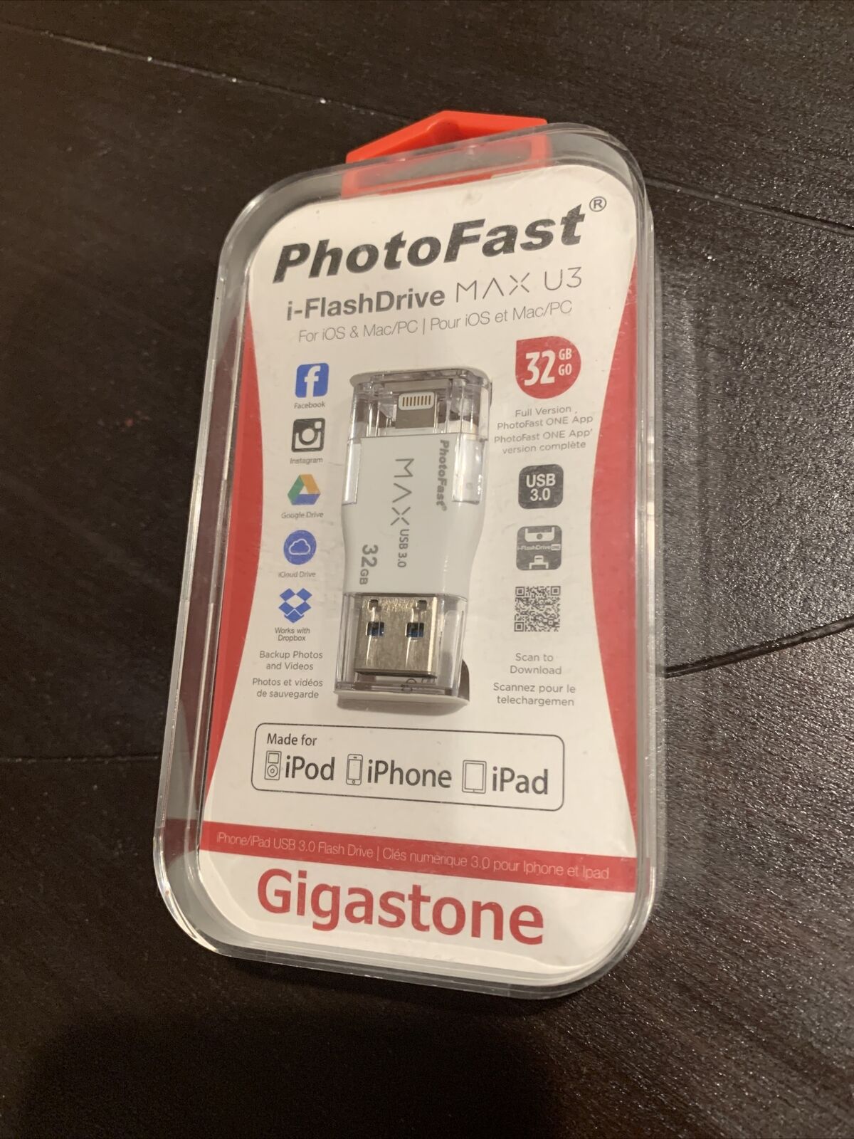 PhotoFast Gigastone USB 3.0 i-FlashDrive MAX U3 for iOS - White 32GB NEW!