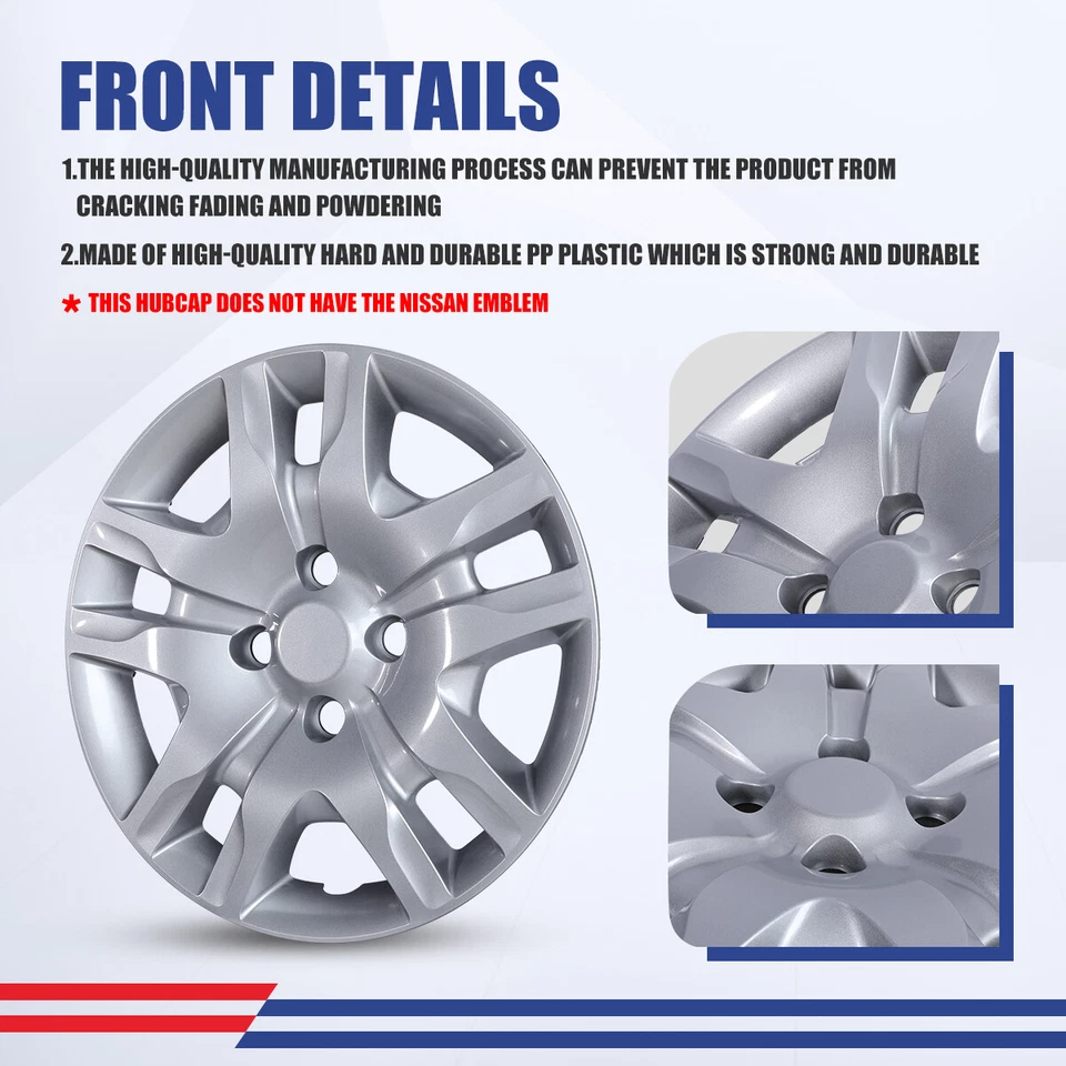 For 2007-2012 Nissan Sentra Snap On Installation 16" Hubcap 4 Wheel Covers NEW Foto 3 de 4