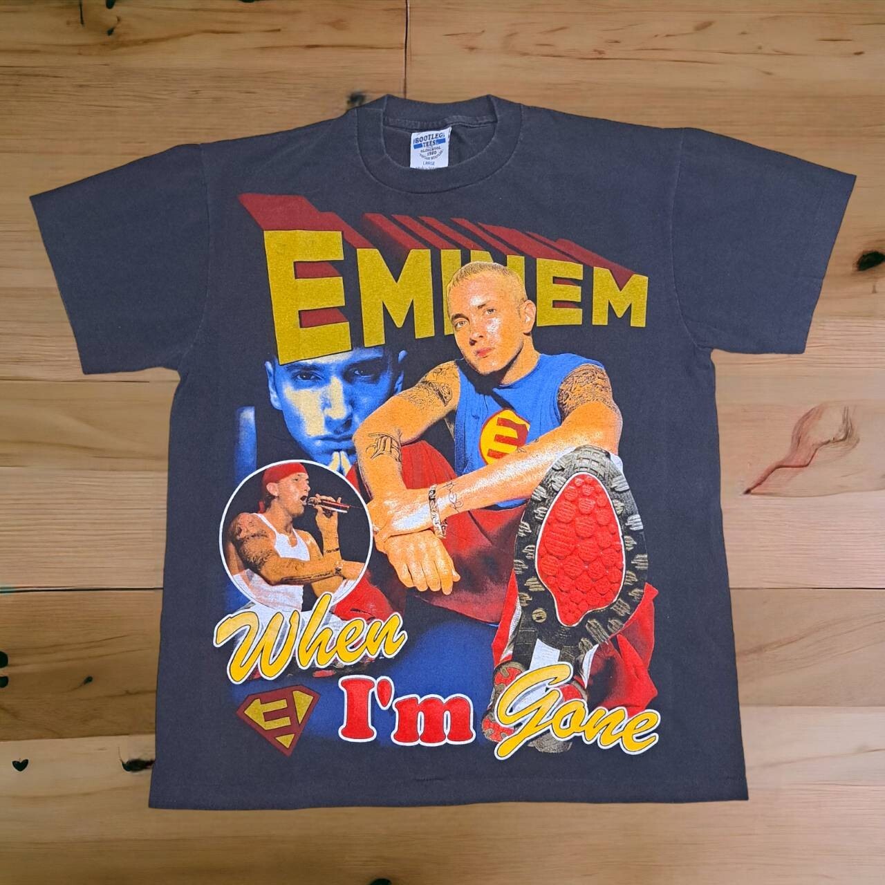 Eminem t shirt The Slim Shady vintage style band size L black fade Reprint