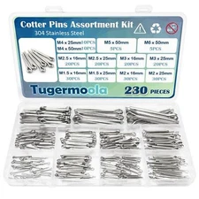 230pcs Cotter Pins Assortment Kit 304 Stainless Steel Split Pin.12 Sizes ...