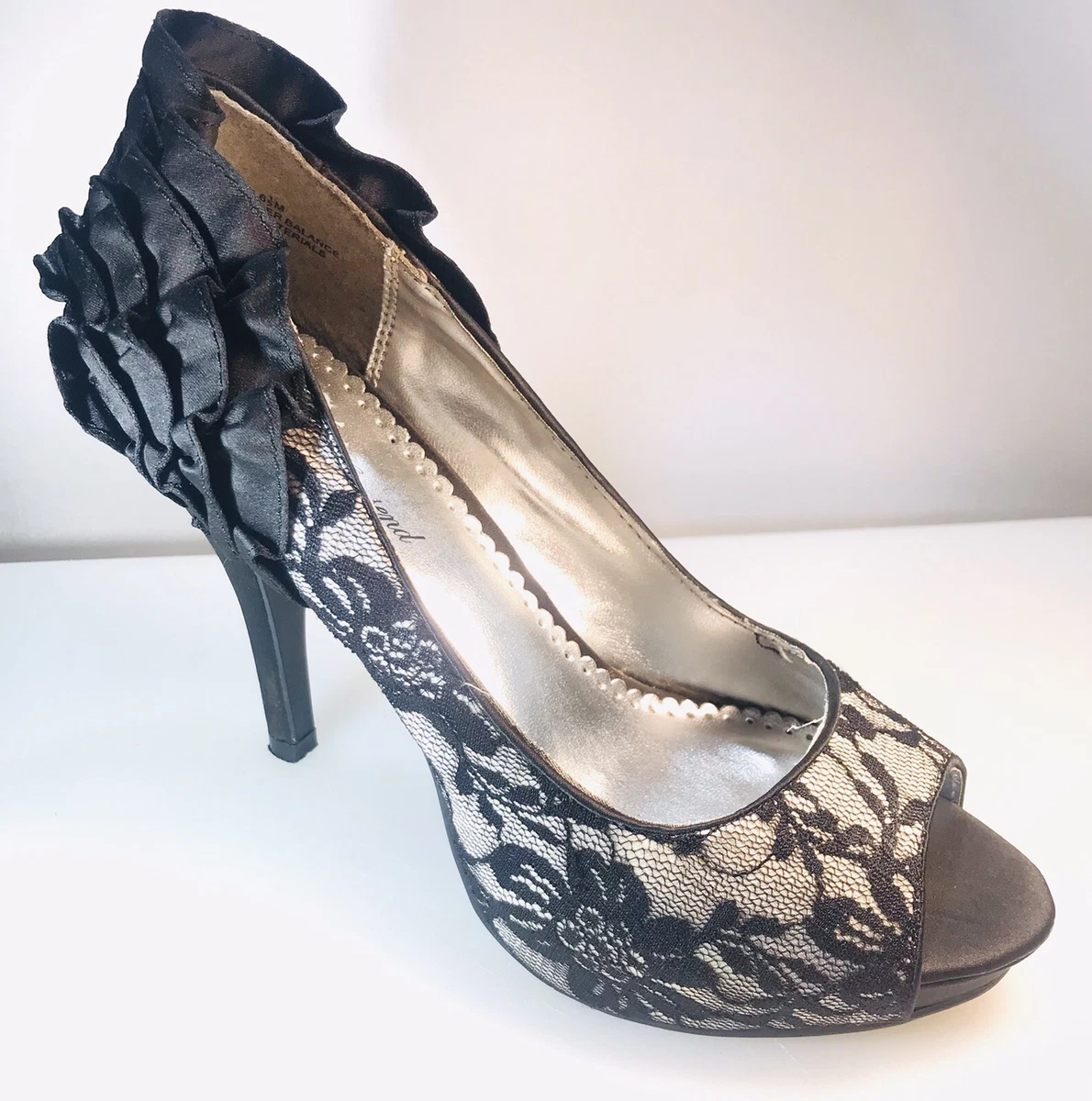 Lulu Townsend Dress Heels Shoes Women's Size 6.5 Black Lace 4