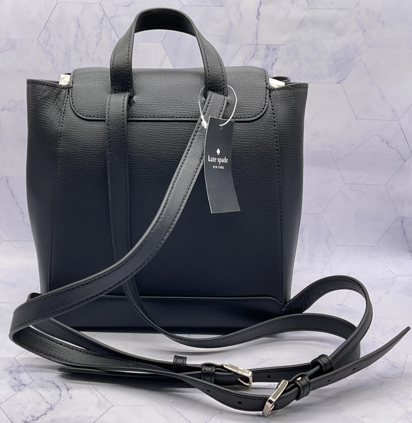 Zaino Kate Spade KA695 Kristi Medium con patta borsa in pelle nera