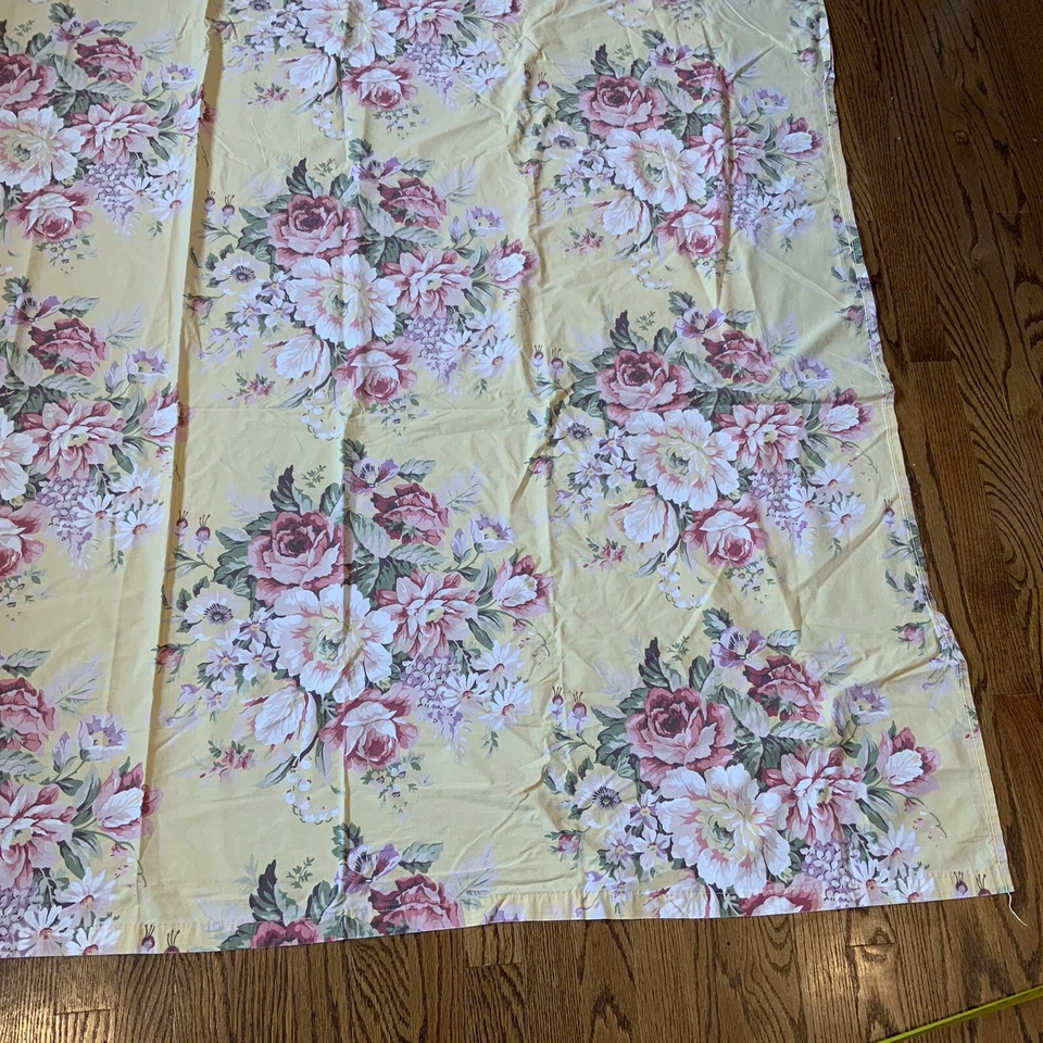 Ralph Lauren Home Sophie Brooke Yellow Flat Sheet ~ FULL SIZE ~ Vintage USA - Image 3 of 4