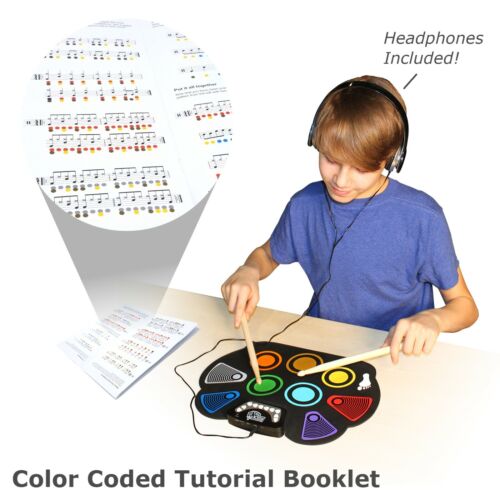 Rock And Roll It - CodeDrum. Bastoni + pedali + cuffie + libro di canzoni play-by-color - Foto 2 di 7