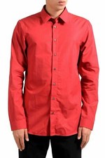 Jil Sander Men's Red Long Sleeve Dress Shirt Size 16 16.5 17 17.5