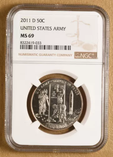 2011 D United States Army Commemorative Half Dollar NGC MS69