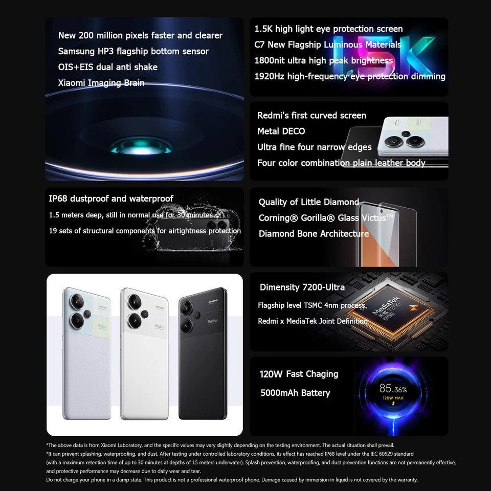 Xiaomi Redmi Note 13 Pro+ 5G Dimensity 7200 Ultra 200MP 120W Charging 16GB+512GB - Image 3 of 4