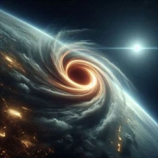 Earth Orbit Vortex Wormhole Black Hole Surreal Alien Paranormal Poster Print B