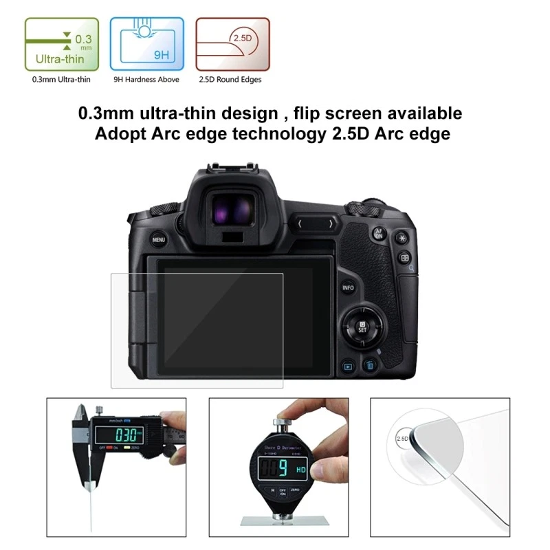 For Canon EOS R/ R5/ R6/ RP Camera Tempered Glass Film Screen Protector Cover - Image 4 of 4