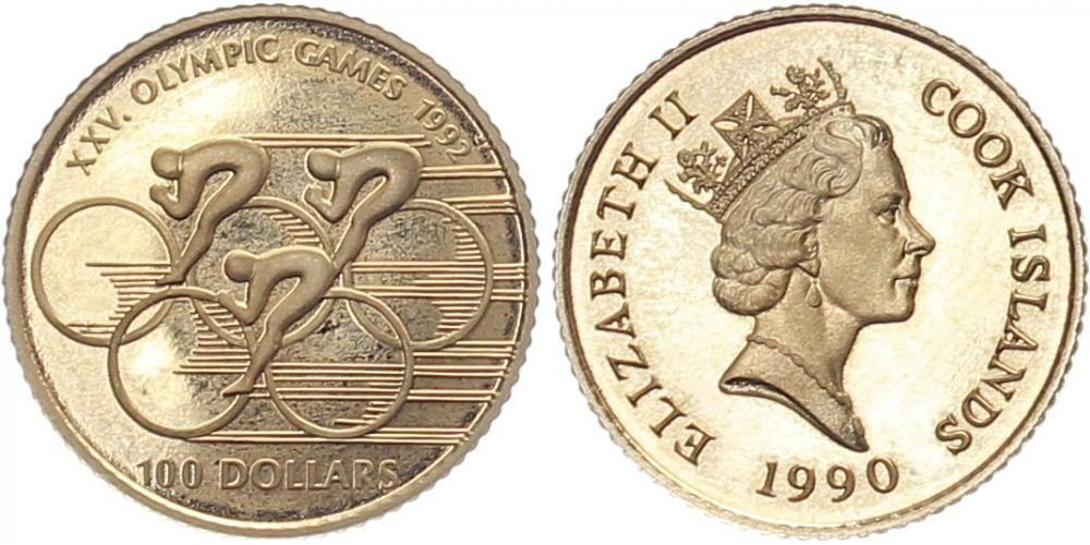 Cook Islands 100 Dollars 1990 - Olympiade 1992 Populaire speciale prijs