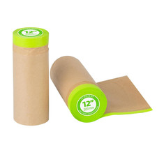 Pre Taped Masking Paper Roll 12in x 50ft Paint Protection Tape Drape 2 Pack