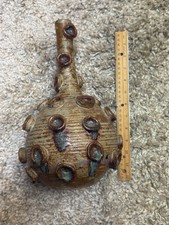 Vintage Studio Pottery Brutalist Weed Vase Signed Abstract Ceramic Vessel 11