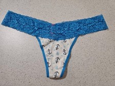 True Vintage Victoria's Secret PINK Extra Low Rise Lace Waist Cotton Thong Panty