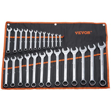 25PC Metric Combination Wrench Set 6–32mm Carbon Steel w/ Roll-Up Pouch