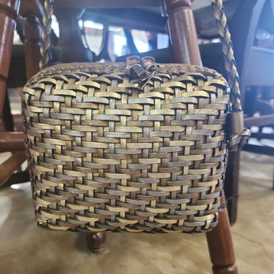 LJS Collection Vintage Woven Leather Weaved Metallic Gold & Bronze Braided Purse
