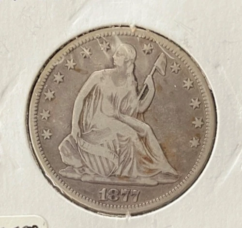 1877-CC Seated Liberty Half Dollar Very Good Condition