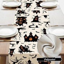 Halloweens Table Runner With Pumpkin Skull Pattern for Party Decoration