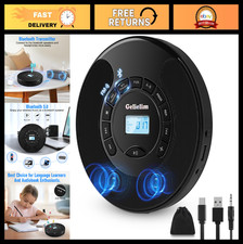 Portable CD Player for Car - Rechargeable, Bluetooth Transmitter, FM, AUX, Anti-