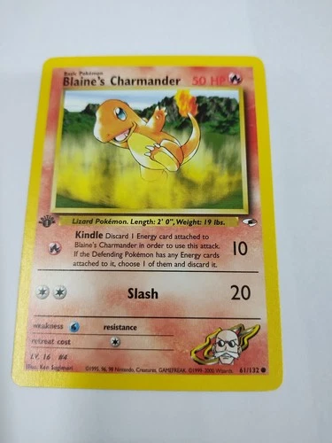 MINT Pokémon Gym Heroes Set 1st Edition Blaine's Charmander 61/132 Mint!