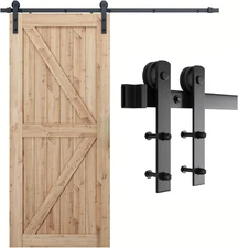SMARTSTANDARD 7ft Barn Door Hardware kit, Track, 7 Feet, Black 