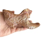 Fenton Glass Slipper Iridescent Gold Cat Pattern with Daisy & Button