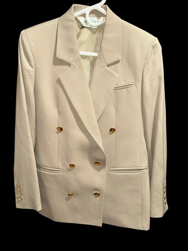 Austin Reed 100% Wool Tan Blazer Womens 2P Button Classic Academia Core - Picture 1 of 11