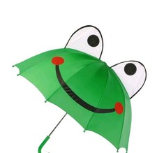 Children's green frog umbrella 25" length - GREAT condition