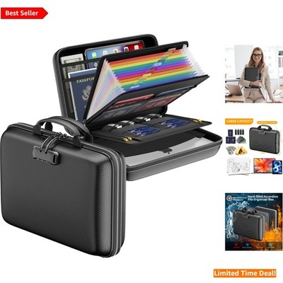 Ultimate Fireproof & Water-Resistant Document Box   13 Pocket Accordion Storage