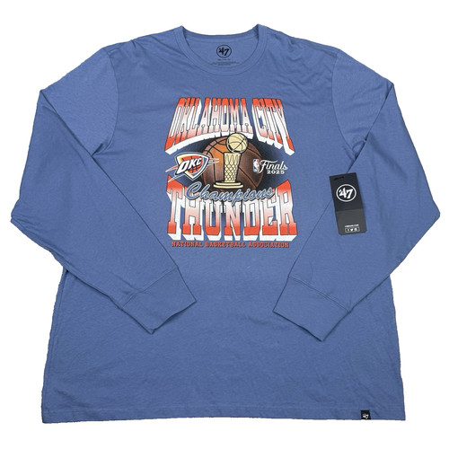 OKC Thunder Shirt Mens XXL Blue 47 Brand 2025 NBA Champions Long Sleeve Tee NWT