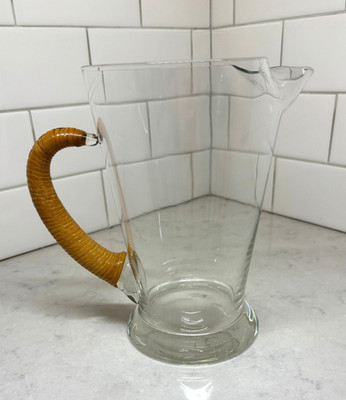 Carl Aubock Rattan Wrapped Glass Cocktail Pitcher  - MCM
