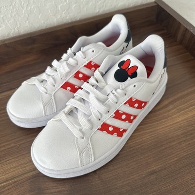 Adidas Disney x Grand Court Base Minnie Mouse White Red Stripes size 5