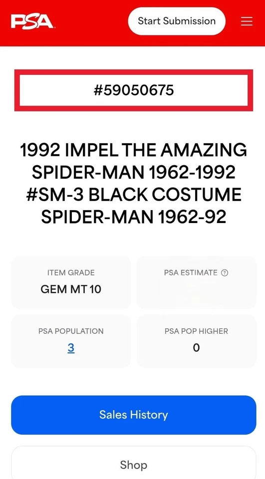 1992 Impel Amazing Spider-Man 1962-92 #SM-3 Black Costume PSA 10 💎 Pop 3 - Image 2 of 2