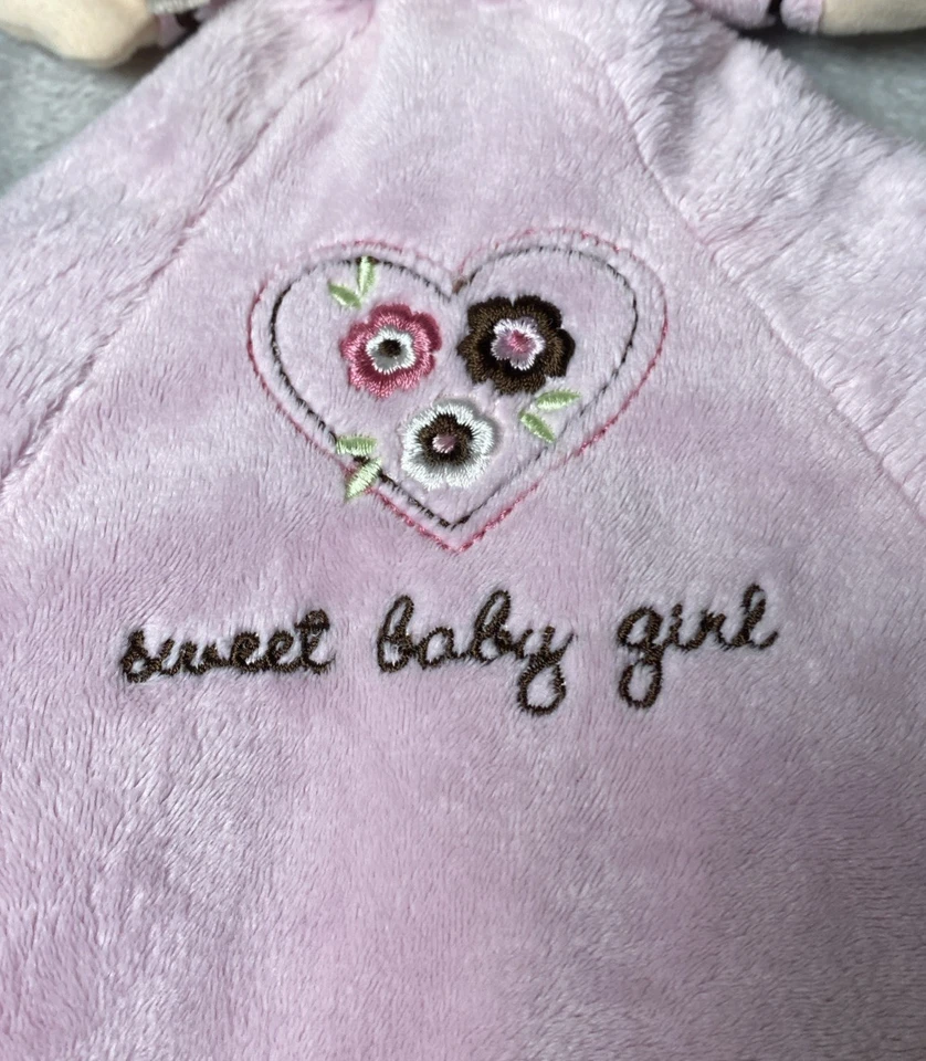 Carters Dulce Bebé Niña Lovey Muñeca Sonajero Rosa Marrón Satinado Seguridad Manta Juguete Foto 3 de 4