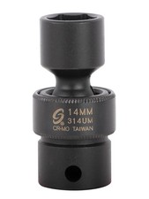 SUNEX Tools 3/8 in. Drive 14mm 6-Point Universal Impact Socket, 14mm, Black 