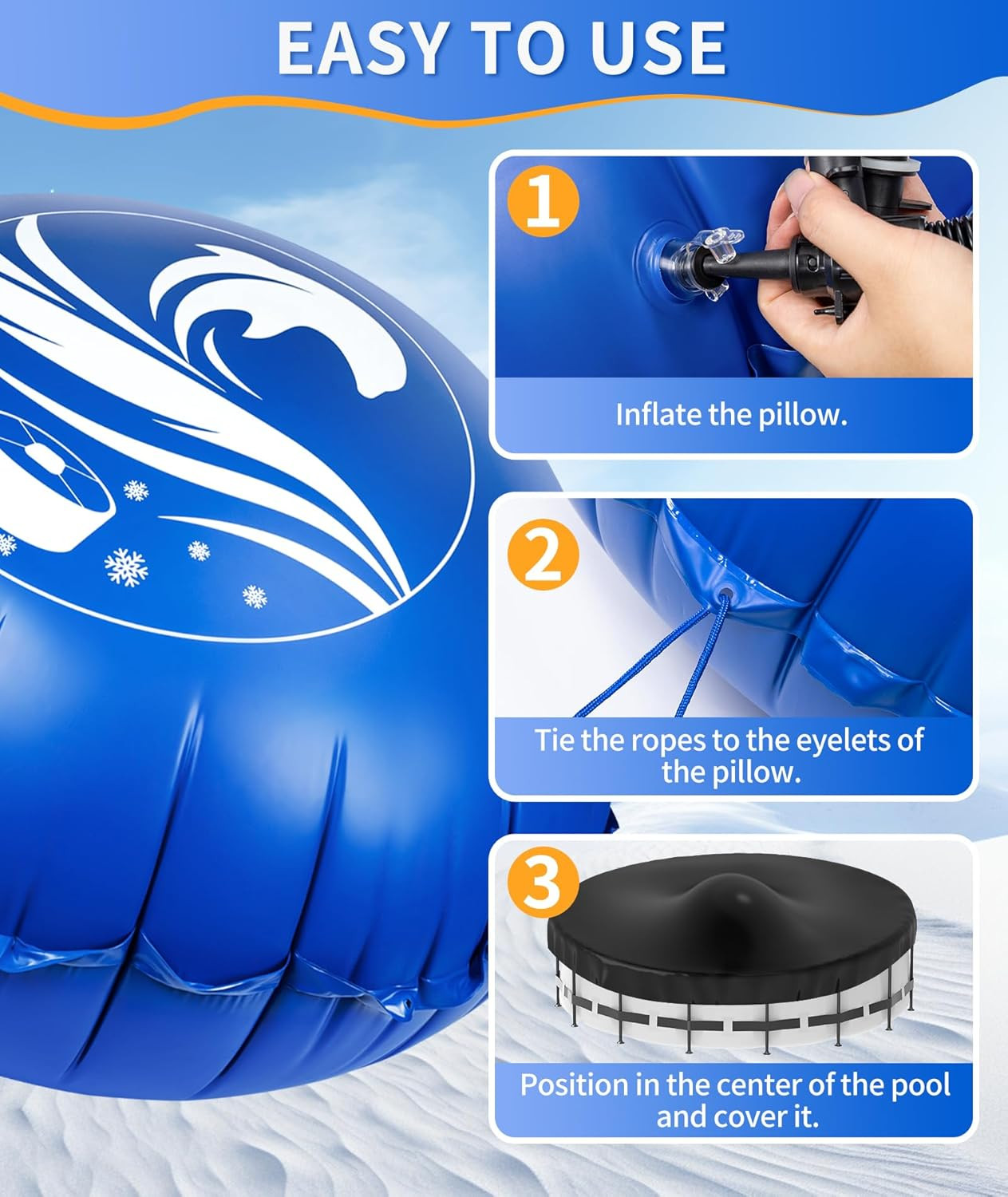 5 Ft Pool Pillows for above Ground Pools,  Heavy Duty Air Pillows Float for Clos