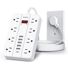 Power Strip with USB, Flat Plug Extension Cord with Multiple Outlets 5 Ft, Po...