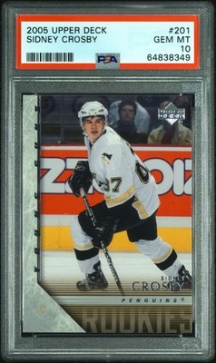 2005 UPPER DECK sidney crosby #201 YOUNG GUNS ROOKIE CARD PSA 10