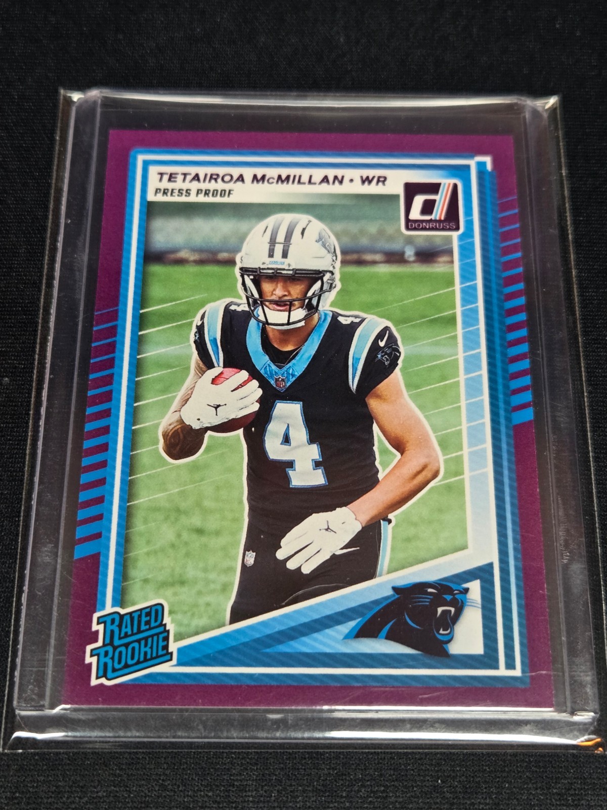 2025 Panini Donruss Football Purple Press Proof Rated Rookie Tetairoa McMillan 