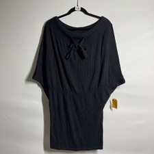NWT Monoreno Womens Black Boat Neck Batwing Knitted Mini Sweater Dress Size S