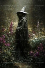 WITCH ENCHANTED FOREST ART PRINT, Witchy Gothic Poster, Fantasy Halloween Decor